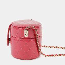 Chanel Quilted Patent Mini CC Allure Vanity Case with Chain