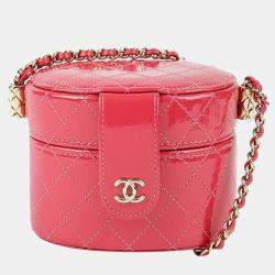 Chanel Quilted Patent Mini CC Allure Vanity Case with Chain