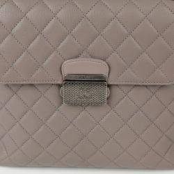 Chanel Gray Leather Flap Tote Bag