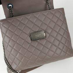 Chanel Gray Leather Flap Tote Bag