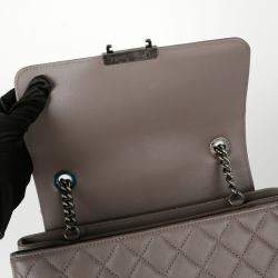 Chanel Gray Leather Flap Tote Bag