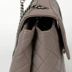 Chanel Gray Leather Flap Tote Bag