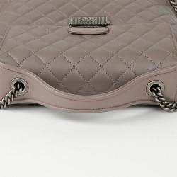 Chanel Gray Leather Flap Tote Bag
