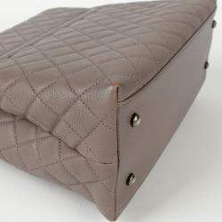 Chanel Gray Leather Flap Tote Bag