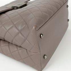 Chanel Gray Leather Flap Tote Bag