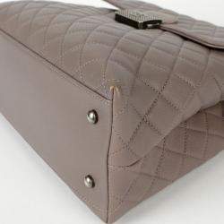 Chanel Gray Leather Flap Tote Bag