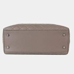 Chanel Gray Leather Flap Tote Bag