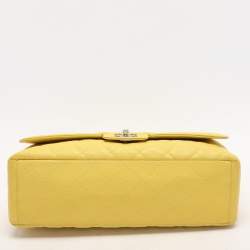 Chanel Yellow Quilted Leather Maxi Classic Single Flap Bag