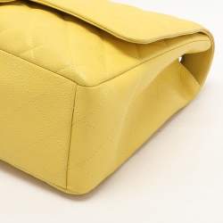 Chanel Yellow Quilted Leather Maxi Classic Single Flap Bag