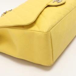 Chanel Yellow Quilted Leather Maxi Classic Single Flap Bag