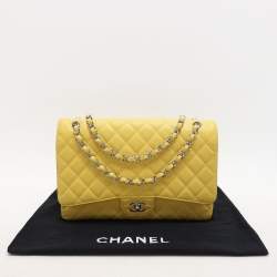 Chanel Yellow Quilted Leather Maxi Classic Single Flap Bag