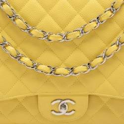 Chanel Yellow Quilted Leather Maxi Classic Single Flap Bag