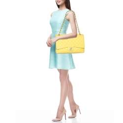 Chanel Yellow Quilted Leather Maxi Classic Single Flap Bag
