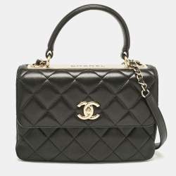 Pre Owned Chanel Black Quilted Leather Small Trendy CC Flap Bag