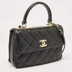 Pre Owned Chanel Black Quilted Leather Small Trendy CC Flap Bag