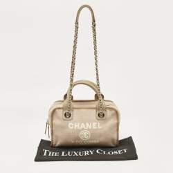 Chanel Beige Canvas Deauville Bowler Bag