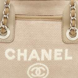 Chanel Beige Canvas Deauville Bowler Bag