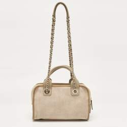 Chanel Beige Canvas Deauville Bowler Bag