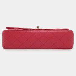 Chanel Pink Caviar Leather Medium Double Flap Chain Shoulder Bag 