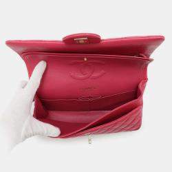 Chanel Pink Caviar Leather Medium Double Flap Chain Shoulder Bag 
