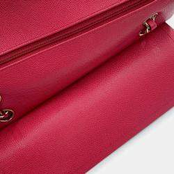 Chanel Pink Caviar Leather Medium Double Flap Chain Shoulder Bag 