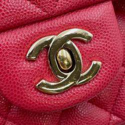 Chanel Pink Caviar Leather Medium Double Flap Chain Shoulder Bag 