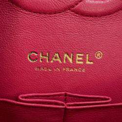Chanel Pink Caviar Leather Medium Double Flap Chain Shoulder Bag 