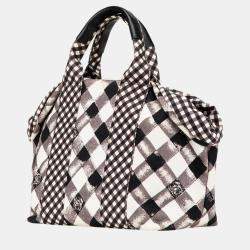 Chanel Black White Canvas Gingham Bag