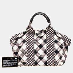 Chanel Black White Canvas Gingham Bag