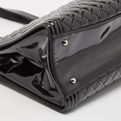 Chanel Black Quilted Patent Leather Large Boy Shopper Tote