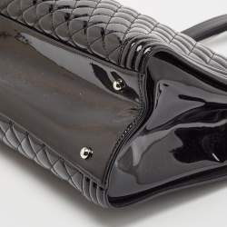 Chanel Black Quilted Patent Leather Large Boy Shopper Tote