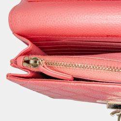 Chanel Pink Chanel Black Quilted Caviar Golden Class Wallet On Chain
