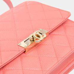 Chanel Pink Chanel Black Quilted Caviar Golden Class Wallet On Chain