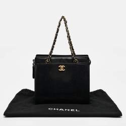 Pre Owned Chanel Black Caviar Leather CC Chain Tote