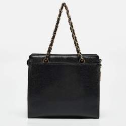 Pre Owned Chanel Black Caviar Leather CC Chain Tote