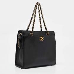 Pre Owned Chanel Black Caviar Leather CC Chain Tote