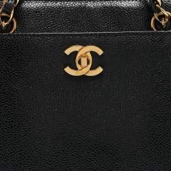 Pre Owned Chanel Black Caviar Leather CC Chain Tote
