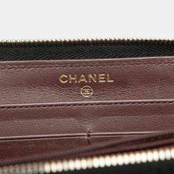 Chanel Black Quilted Caviar CC Zip Around Long Wallet