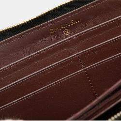 Chanel Black Quilted Caviar CC Zip Around Long Wallet