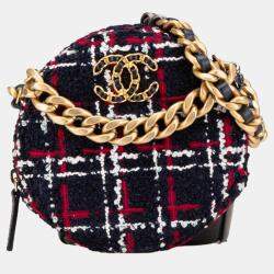 Chanel Multicolor Tweed 19 Round Clutch with Chain