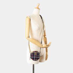 Chanel Multicolor Tweed 19 Round Clutch with Chain