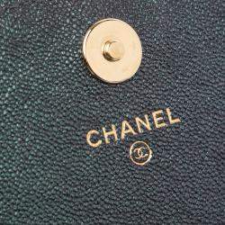 Chanel Black Caviar Leather Square Wallet on Chain