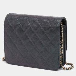 Chanel Black Caviar Leather Square Wallet on Chain