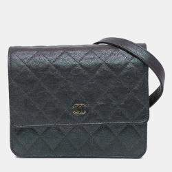 Chanel Black Caviar Leather Square Wallet on Chain