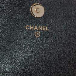 Chanel Black Caviar Leather Square Wallet on Chain