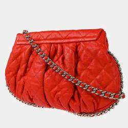 Chanel Red Lambskin Around Chain Shoulder Bag
