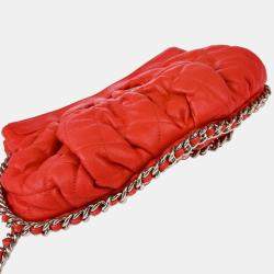 Chanel Red Lambskin Around Chain Shoulder Bag
