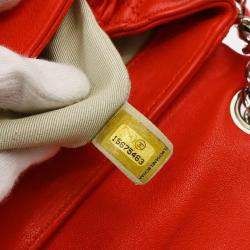 Chanel Red Lambskin Around Chain Shoulder Bag