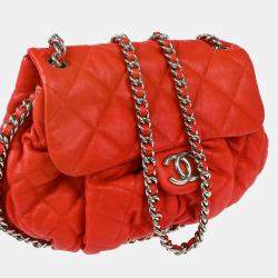 Chanel Red Lambskin Around Chain Shoulder Bag