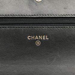 Chanel Black Lambskin Studded Wallet on Chain
